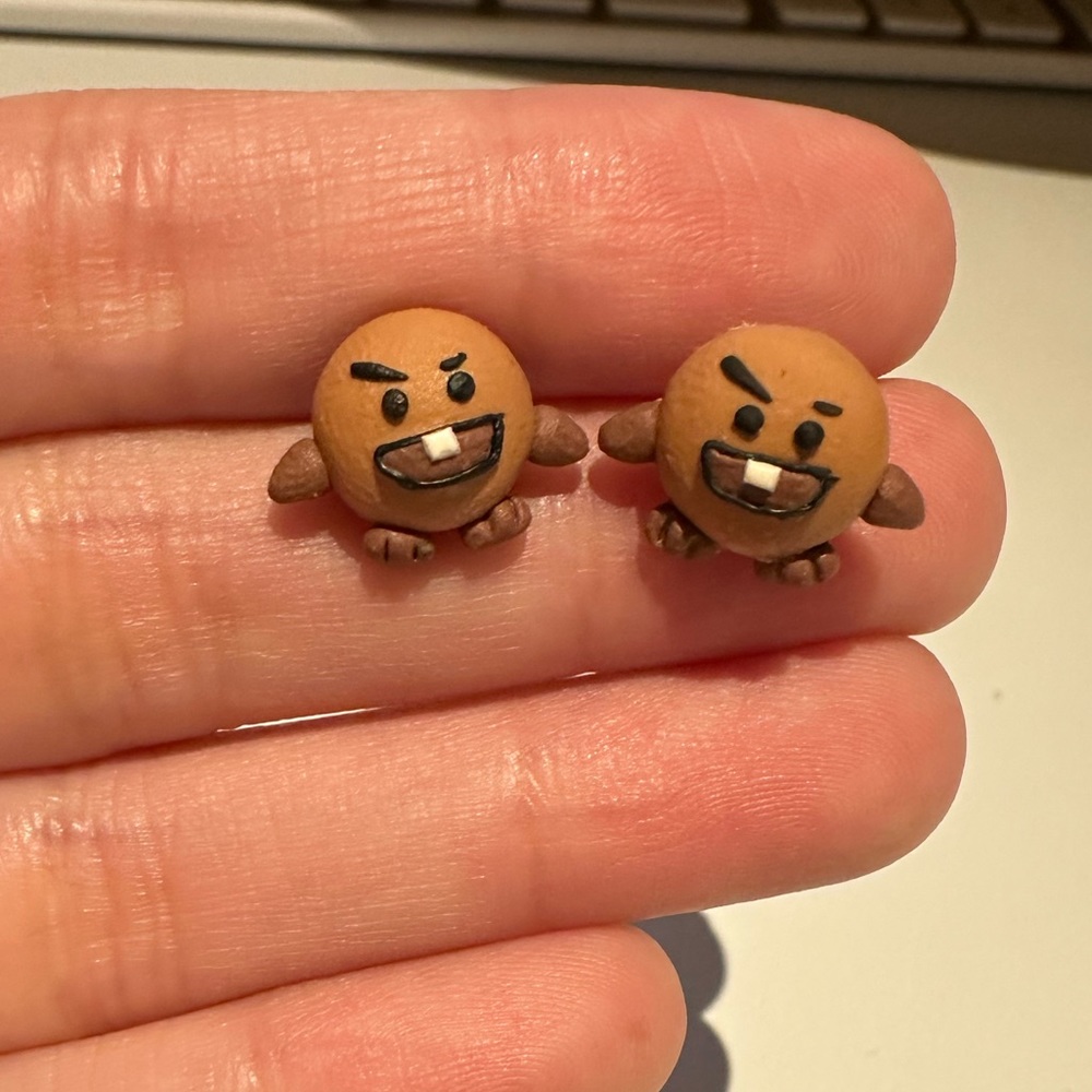 BTS BT21 Character Suga Shooky Kpop Earrings handmade polymer clay stud earring